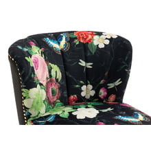 Pink Rose & Butterfly on Black Velvet Accent Chair